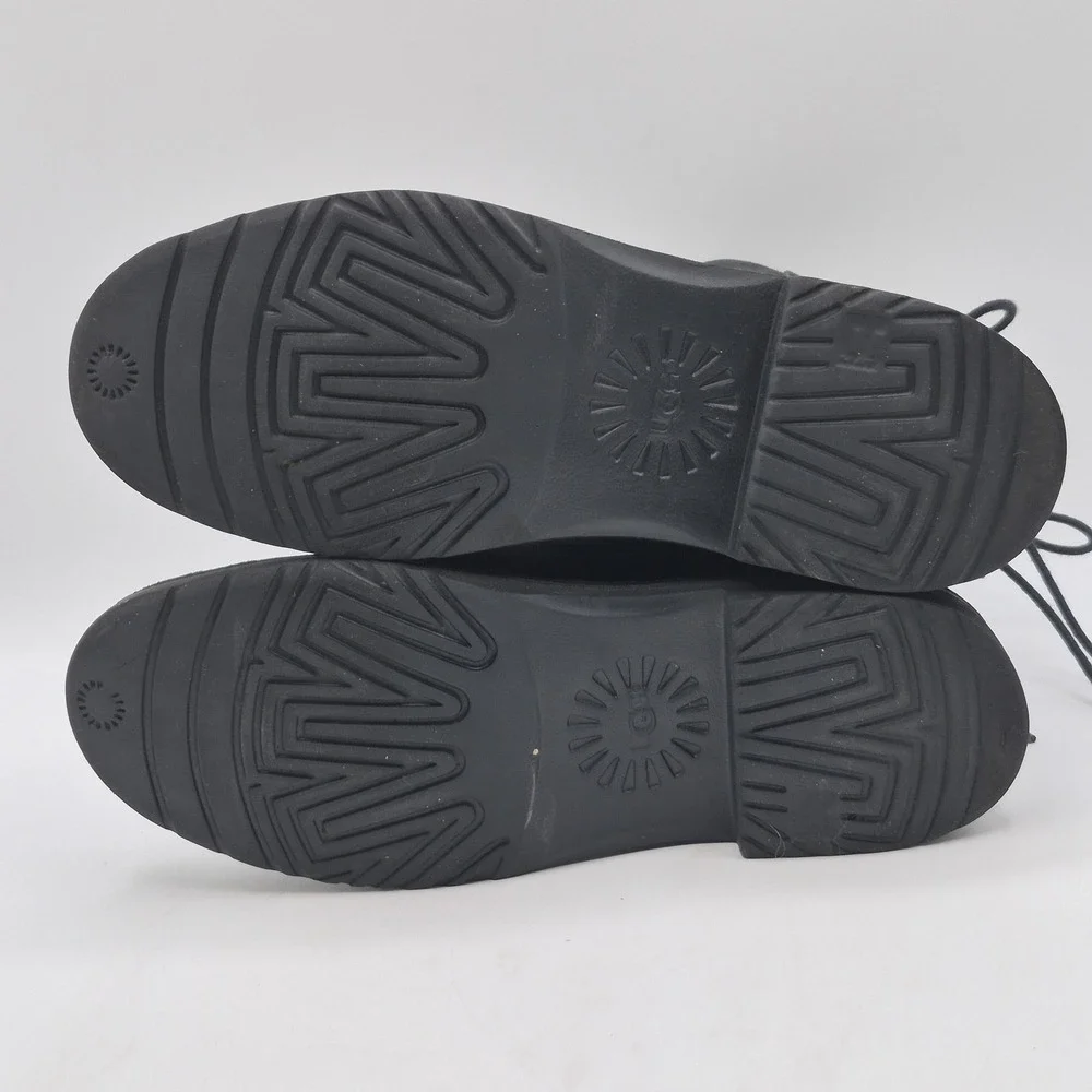 UGG Boots Womens Size‎ 8.5 Black Suede Shearling Lined Tie Back Ankle 1019164